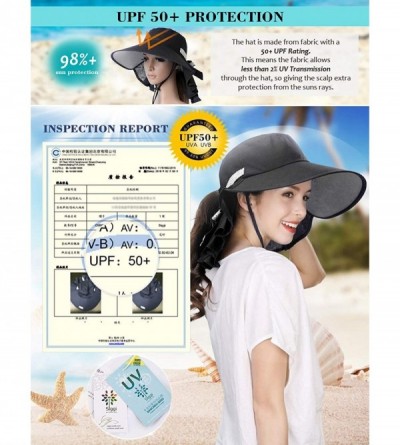 Sun Hats Womens Packable SPU 50 Summer Sun Bucket Ponytail Hat Outdoor Beach Hiking Chin Strap Floppy Safari 55-59CM - CR18RM...