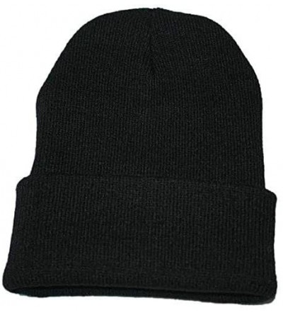 Fedoras Unisex Classic Knit Beanie Women Men Winter Leopard Hat Adult Soft & Cozy Cute Beanies Cap - Black C - CQ192R64842 $7.15