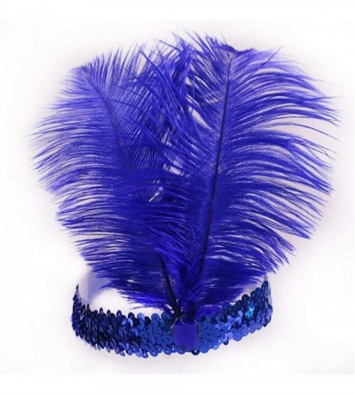 Headbands Sequins Feather Headpiece 1920s Carnival Party Event Vintage Headband Flapper - Blue - CA18M7NEZ2K $12.00