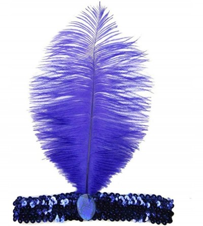 Headbands Sequins Feather Headpiece 1920s Carnival Party Event Vintage Headband Flapper - Blue - CA18M7NEZ2K $12.00
