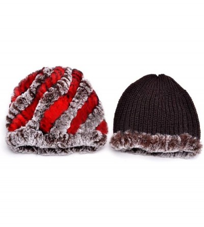 Skullies & Beanies Thicken Rex Rabbit Fur Knit Beanie Hats Multicolor - Colorful4 - CG126HY74CL $38.29