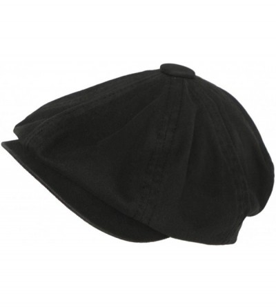 Newsboy Caps 8/4 Apple Jack Cap Washed 100% Cotton Newsboy Hat - Black - C011FGGB987 $54.04