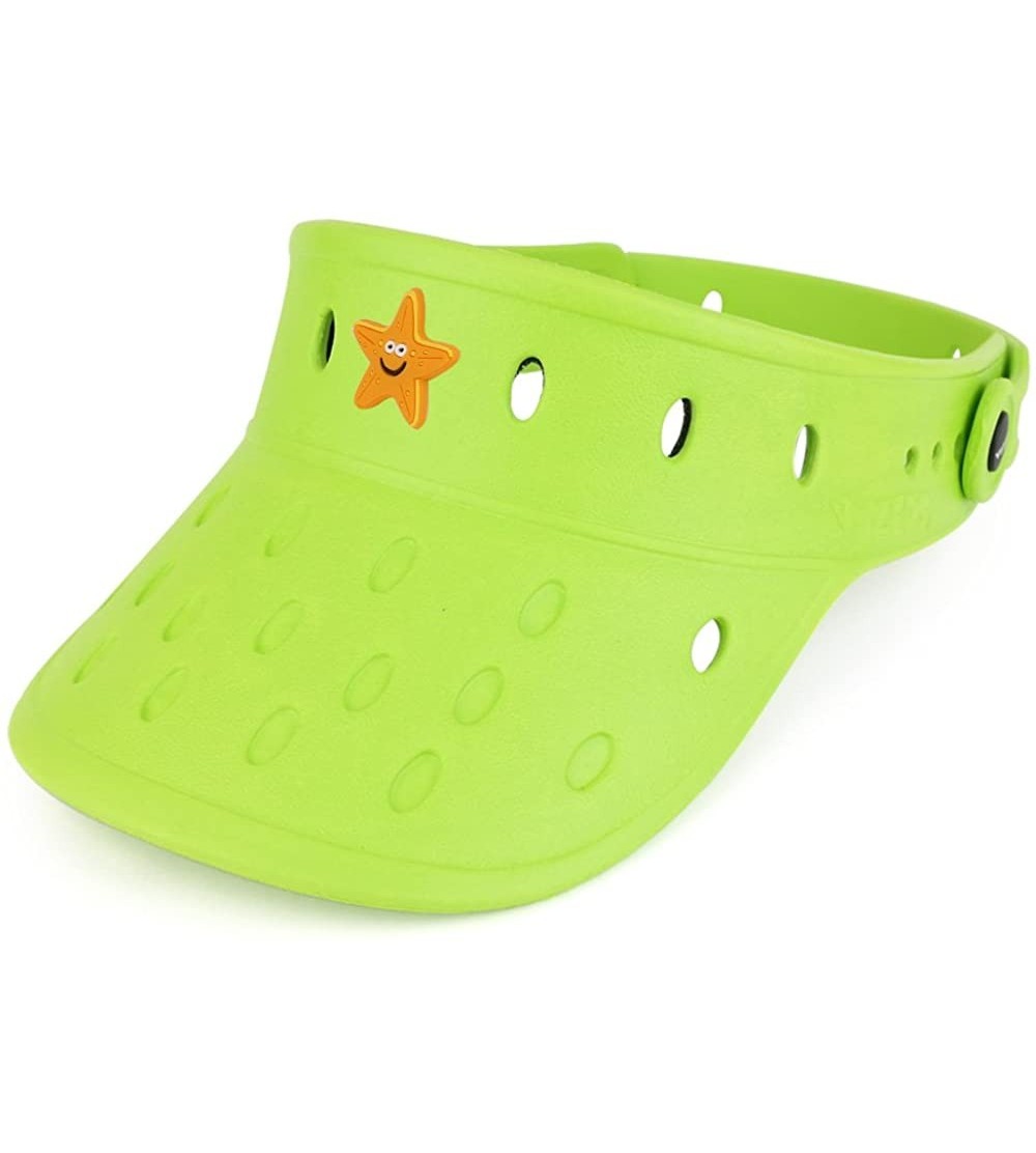 Visors Durable Adjustable Floatable Summer Visor Hat with Starfish Snap Charm - Lime - CA17YYM927R $35.38