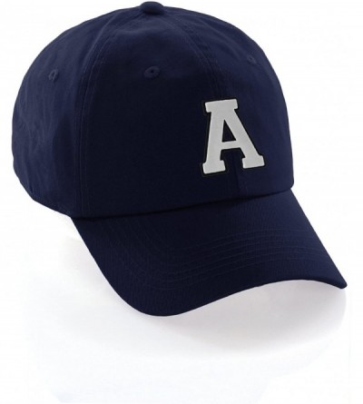 Baseball Caps Customized Letter Intial Baseball Hat A to Z Team Colors- Navy Cap Black White - Letter a - CT18ESAE93R $25.13
