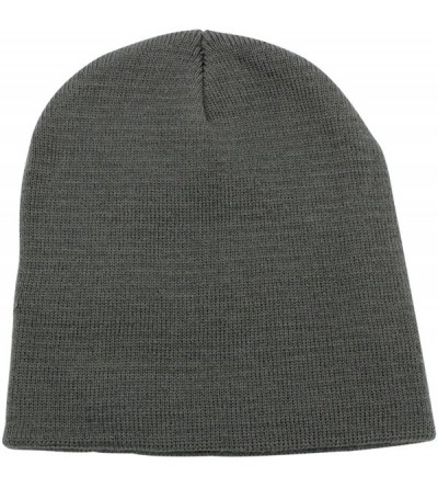 Skullies & Beanies Short Plain Beanie - Winter Unisex Plain Knit Hat - Dark Grey - CG12NSS3Q59 $11.37