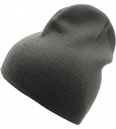 Skullies & Beanies Short Plain Beanie - Winter Unisex Plain Knit Hat - Dark Grey - CG12NSS3Q59 $11.37