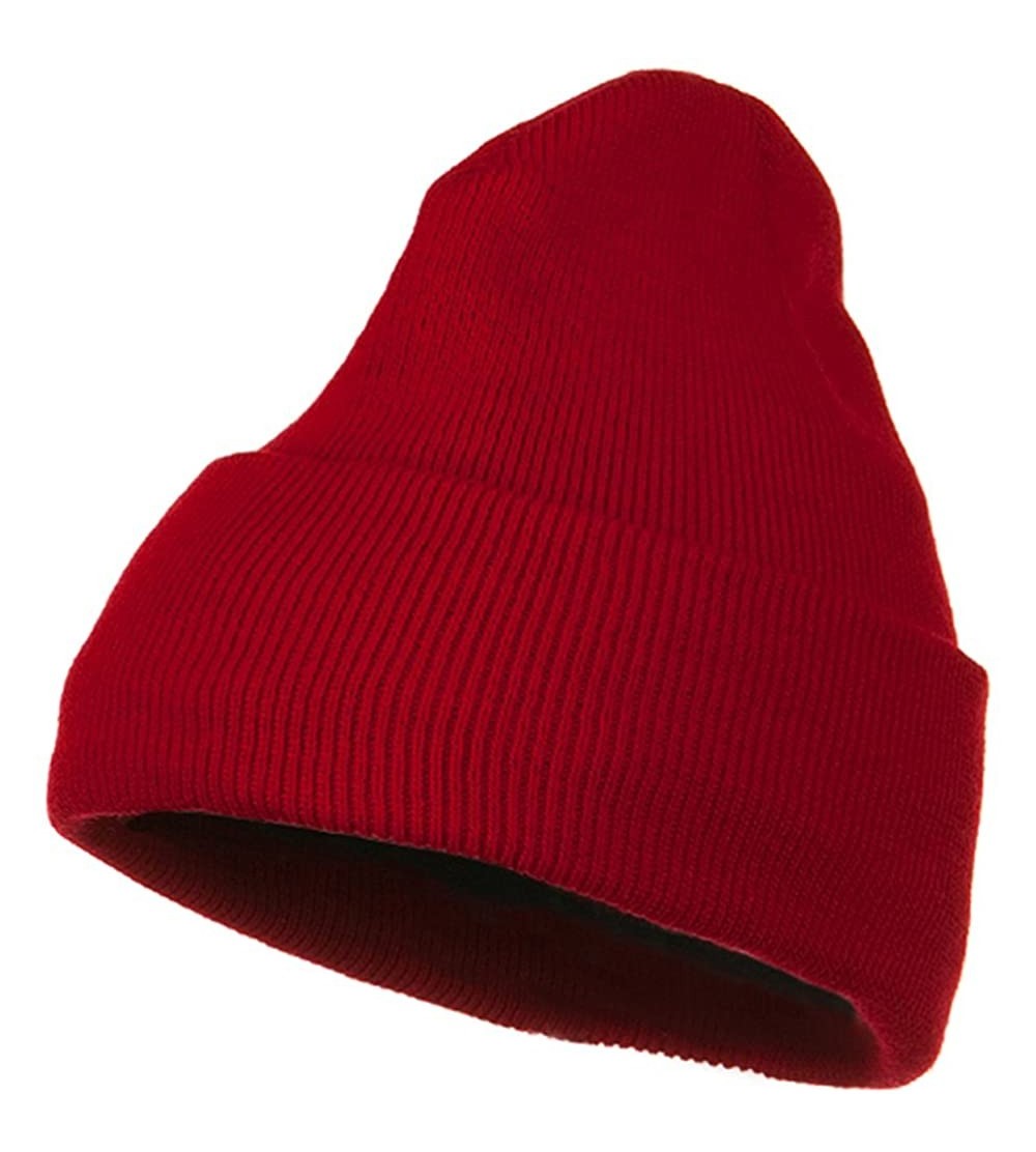 Skullies & Beanies Fleece Lined Cuff Plain Beanie - Red - Red - C9115EH7EHN $15.97