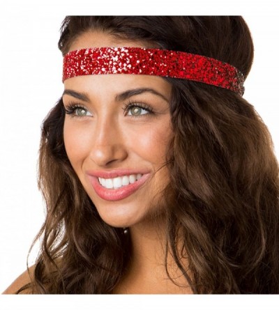Headbands Adjustable American Flag 4th of July Headbands for Women Girls & Teens (Wide Red Bling Glitter 1pk) - CM18E0WWT4L $...