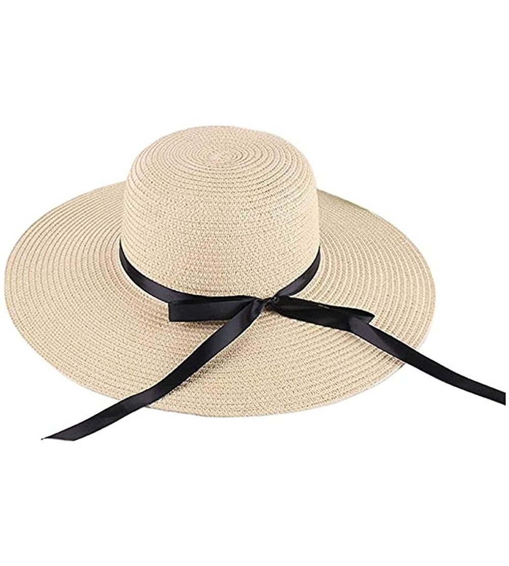 Sun Hats Women Sun Hat Wide Brim Floppy Simple Visor Sunscreen Folding Large Coastal Beach Sun Hat for Women UPF 50+ - C518UD...