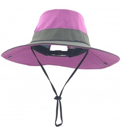 Sun Hats Women Ponytail Derby Sun Hat - UV UPF Protection Cap for Hiking Safari Gardening Fishing Climbing - Purple - CX18E83...