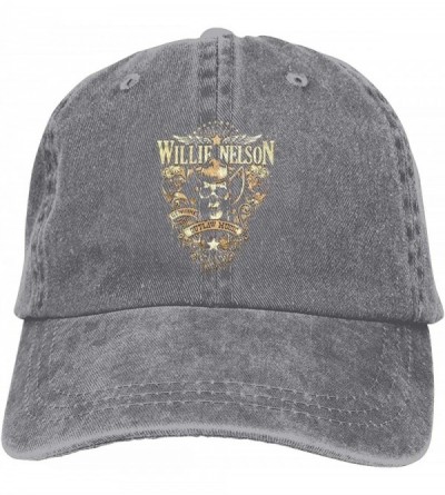 Baseball Caps Men's & Womens Fashion with Willie Nelson Outlaw Music Funny Logo Adjustable Jeans Cap - Gray - CU18AW3TZ28 $24.11