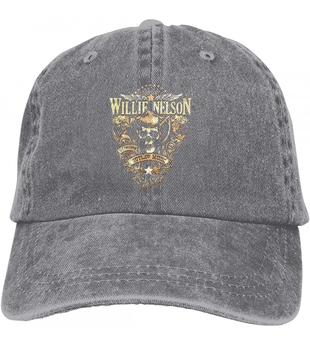 Baseball Caps Men's & Womens Fashion with Willie Nelson Outlaw Music Funny Logo Adjustable Jeans Cap - Gray - CU18AW3TZ28 $11.90