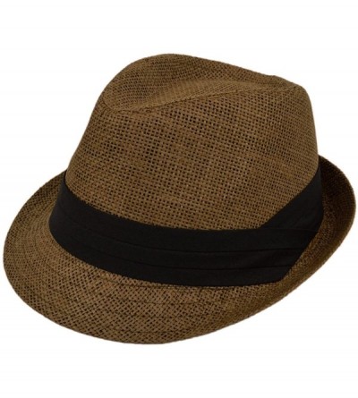 Fedoras Classic Fedora Straw Hat with Black Cotton Band - Diff Colors Avail - Coffee - C911TZFO47X $12.21