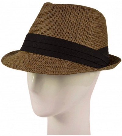Fedoras Classic Fedora Straw Hat with Black Cotton Band - Diff Colors Avail - Coffee - C911TZFO47X $12.21