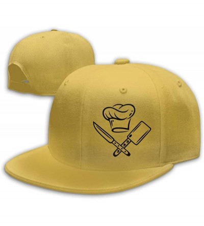 Baseball Caps Cooking Hat with Knives Snapback Flat Baseball Cap Unisex Adjustable - Yellow - CA196XMAYD9 $27.29