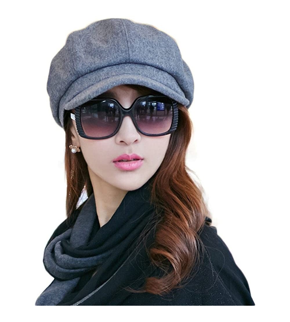 Newsboy Caps 2019 New Womens Visor Beret Newsboy Hat Cap for Ladies Merino Wool - 67145_grey - C7128S7TFS1 $19.89