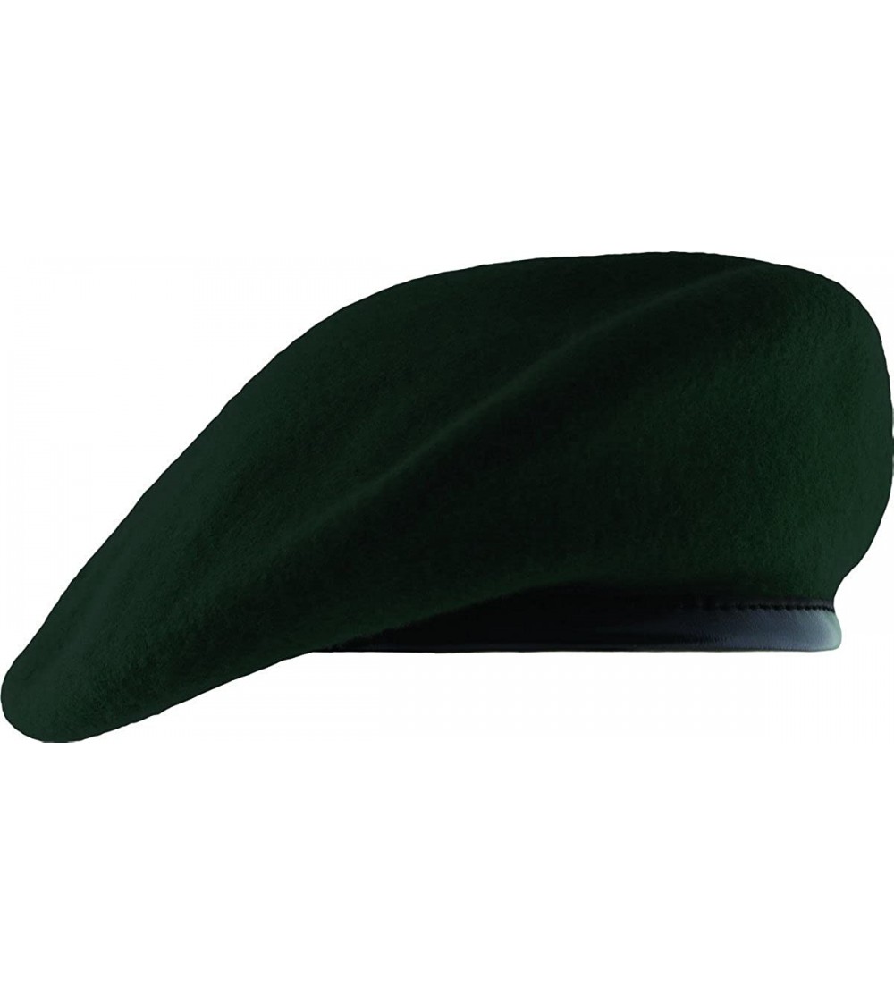 Berets Unlined Beret with Leather Sweatband - Special Forces Green - C111WV08X3F $12.88
