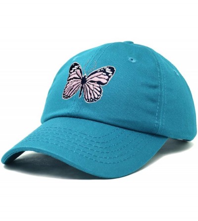Baseball Caps Pink Butterfly Hat Cute Womens Gift Embroidered Girls Cap in Teal - CO18S03M60D $18.99