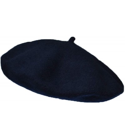 Berets Girls&Boys French Style Wool Beret Kids Hat - Navy Blue - CS18E7NMAH9 $7.64