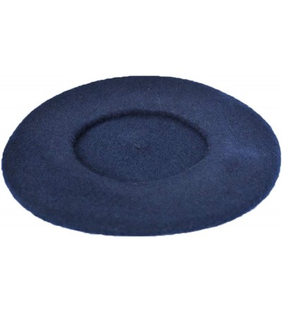 Berets Girls&Boys French Style Wool Beret Kids Hat - Navy Blue - CS18E7NMAH9 $7.64
