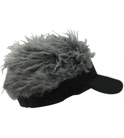 Visors Funny Sun Visor Cap Wig Peaked Hat Adjustable Baseball Cap - Gray - CC184IY68Z5 $24.82
