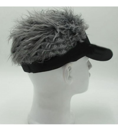 Visors Funny Sun Visor Cap Wig Peaked Hat Adjustable Baseball Cap - Gray - CC184IY68Z5 $9.52