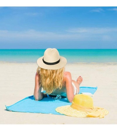 Sun Hats Womens Straw Fedora Brim Panama Beach Havana Summer Sun Hat Party Floppy - 00715_natural - CD18R6Y7MDL $14.37
