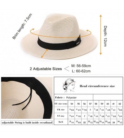 Sun Hats Womens Straw Fedora Brim Panama Beach Havana Summer Sun Hat Party Floppy - 00715_natural - CD18R6Y7MDL $14.37
