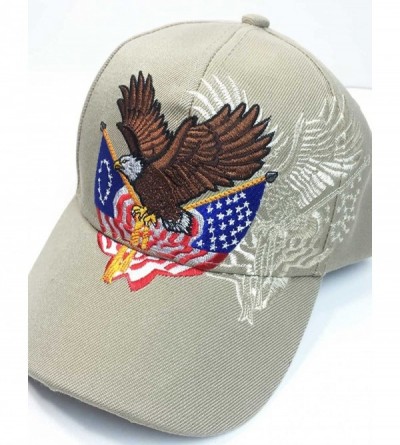 Baseball Caps Patriotic Embroidered American Flags Print Baseball Cap - Khaki - CZ18T57U3ZW $16.32