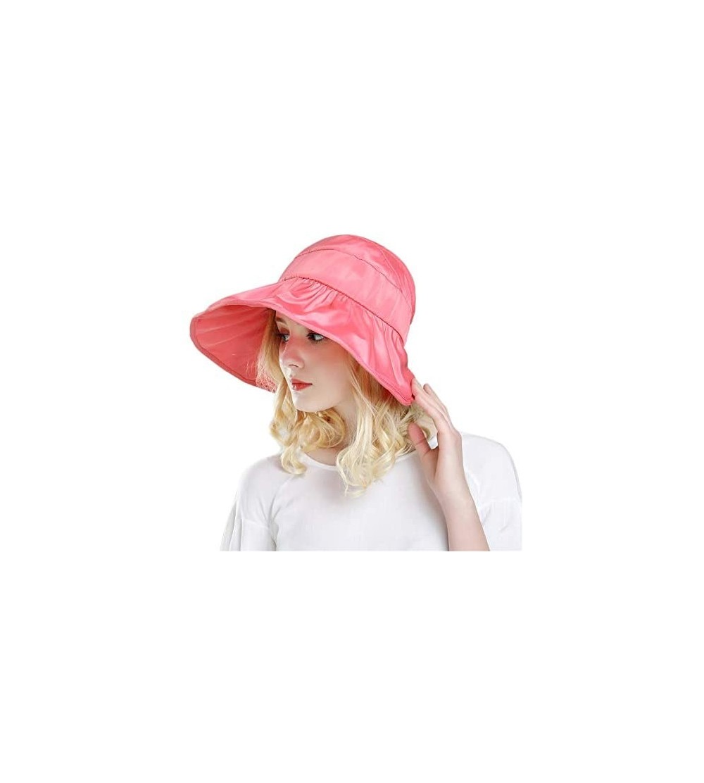 Visors Women's Wide Brim Sun UV Protection Visor Hats for Beach Fishing - A-watermelon Red - CR18NWUCTXK $22.64