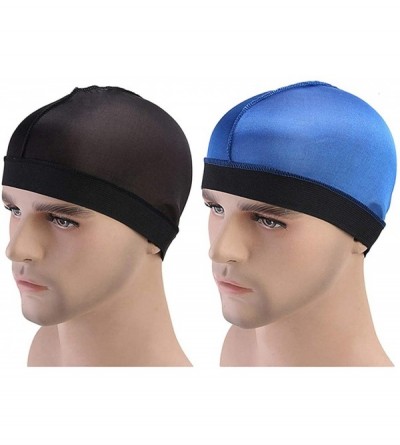 Skullies & Beanies 2Pack Unisex Spandex Dome Style Wig Cap Mesh Hair Stretchable Silky Bottom Cap Stay On Your Head - Black+b...