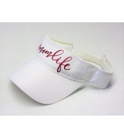 Visors Glitter Momlife Cotton Visor Fashion Mom Hat Cap - Fuchsia Glitter on White Visor - CU183L4NIWA $24.85