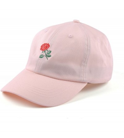 Baseball Caps Rose Embroidered Dad Hat Women Men Cute Adjustable Cotton Floral Baseball Cap - Light Pink2 - CK12NUHM6AE $9.86
