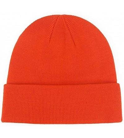 Skullies & Beanies Men's Warm Winter Hats Acrylic Knit Beanie Cap Daily Beanie Hat for Women Girls Boys - Orange - CU192HOC0W...