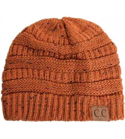 Skullies & Beanies Unisex Confetti Ribbed Cable Knit Thick Soft Warm Winter Beanie Hat - Rust - CB12823S0GJ $13.07