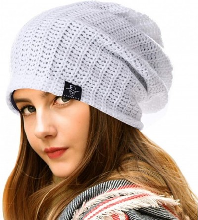 Skullies & Beanies Knit Cap for Women Summer Slouchy Beanie Winter Turban Hat B413 - Ribbed-white - C4195TU2QY6 $16.23