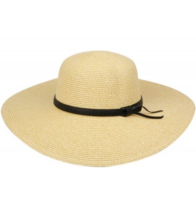 Sun Hats Women's Braid Straw Wide Brim Fedora Hat UPF 50+ w/Adjustable Drawstring - Fl2251 Natural - CW18E29T4WN $15.45