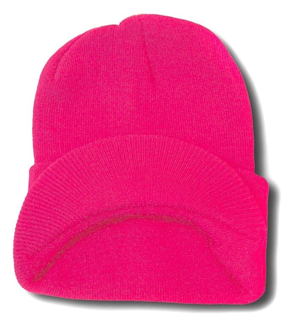 Skullies & Beanies Cuff Visor Winter Beanie - Hot Pink - CB110SBHT39 $7.13