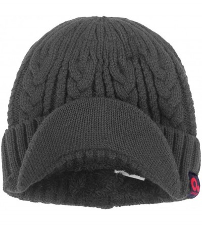 Skullies & Beanies Sports Winter Knit Visor Beanie with Bill Hat for Men and Women - Dark Grey - CA186Y2N3Y7 $18.30