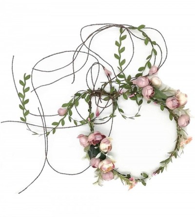 Headbands Handmade Adjustable Flower Wreath Headband Halo Floral Crown Garland Headpiece Wedding Festival Party - CR18QNK0L8Z...