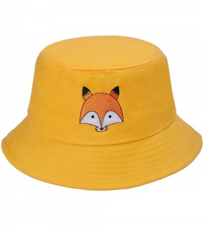 Bucket Hats Unisex Fashion Embroidered Bucket Hat Summer Fisherman Cap for Men Women - Fox Yellow - CE1983SG90I $15.49