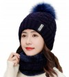 Skullies & Beanies Womens Winter Beanie Hat Scarf Set Warm Fuzzy Knit Hat Neck Scarves - D-navy - CK18ZKYNSGD $27.22