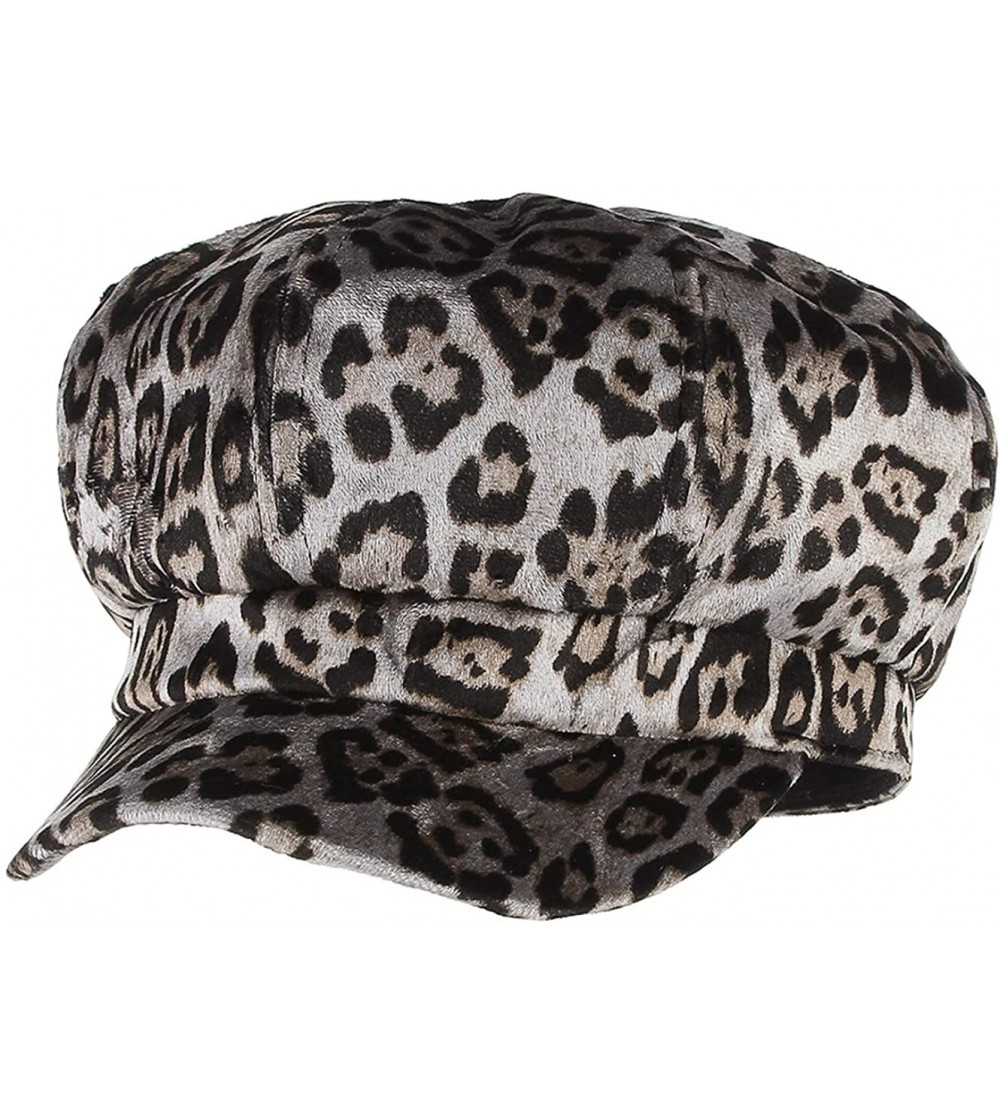 Newsboy Caps Women Vintage 8 Panels Newsboy Hat Fall Winter Leopard Print Visor Beret Cap - Silver - CQ18NA4A70E $9.50