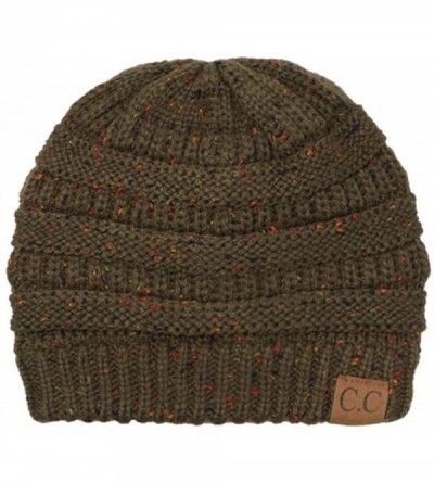 Skullies & Beanies Unisex Confetti Ribbed Cable Knit Thick Soft Warm Winter Beanie Hat - New Olive - C318QLEWX8S $15.44