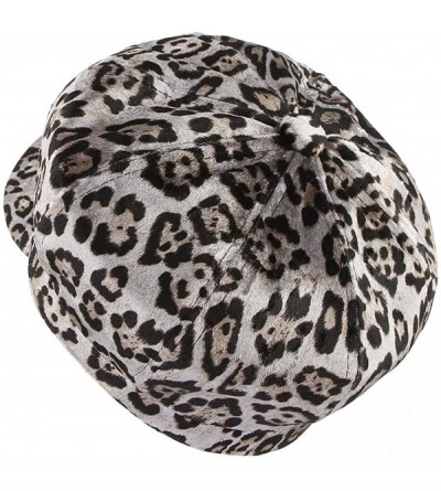 Newsboy Caps Women Vintage 8 Panels Newsboy Hat Fall Winter Leopard Print Visor Beret Cap - Silver - CQ18NA4A70E $9.50