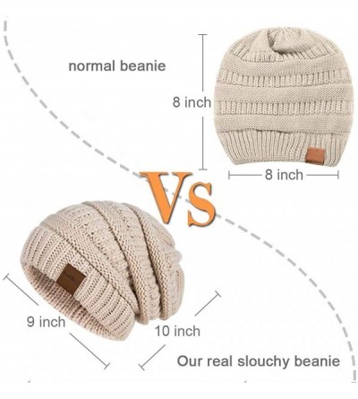 Skullies & Beanies Slouchy Beanie Hat for Women- Winter Warm Knit Oversized Chunky Thick Soft Ski Cap - Black+denim - CG18X7T...