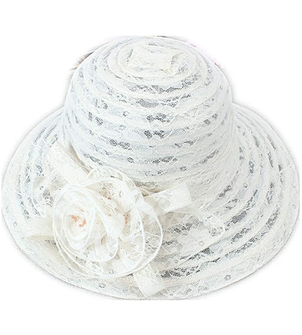 Skullies & Beanies Lace Flower Ornament Lady Dress Church Cloche Hat Bow Bucket Hats Beach Summer Hats - CU18H0MKC73 $20.62