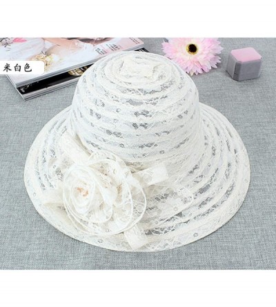 Skullies & Beanies Lace Flower Ornament Lady Dress Church Cloche Hat Bow Bucket Hats Beach Summer Hats - CU18H0MKC73 $20.62