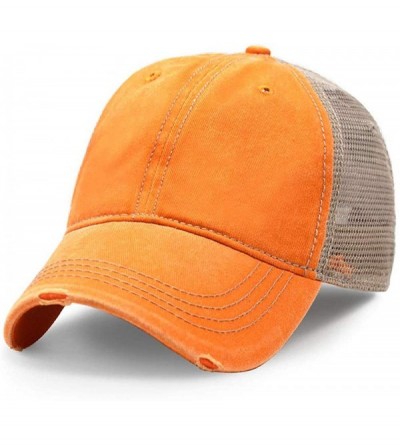 Baseball Caps Vintage Distressed Trucker Hat Adjustable Back Unisex Headwear - Orange - CR18OXA5HSS $19.61