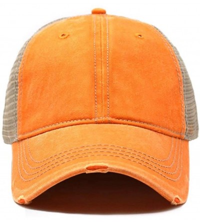 Baseball Caps Vintage Distressed Trucker Hat Adjustable Back Unisex Headwear - Orange - CR18OXA5HSS $12.55